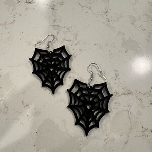 Black Spooky Halloween‎ Spider Web Earrings